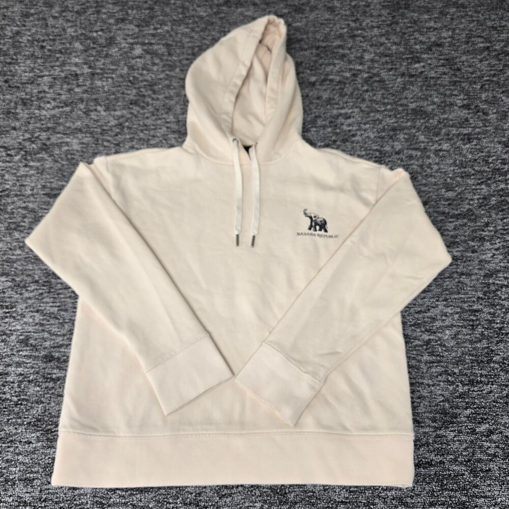 Banana Republic Heritage Elephant Logo Hoodie Women's XS Cream Drawstring